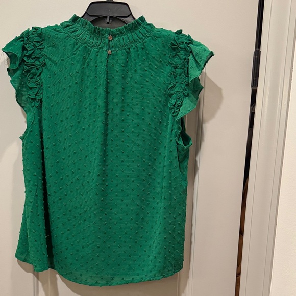 CeCe Green Textured Ruffle Blouse - Picture 2 of 3